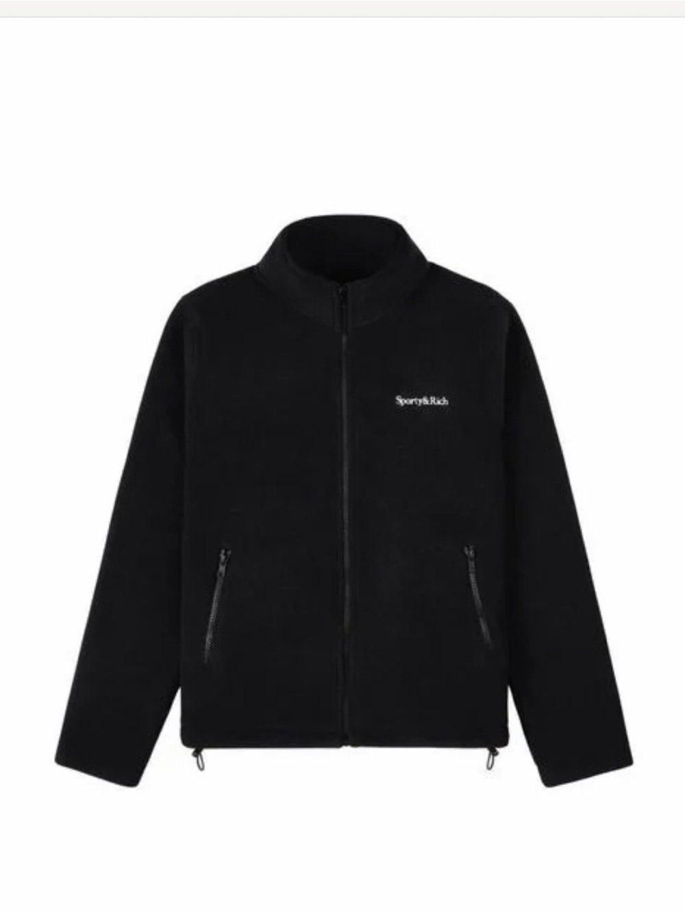 NWT Sporty & Rich Black Full-Zip Fleece Jacket